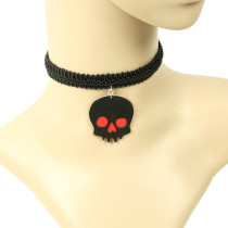 Leisure style skull pendant fashion lace necklace