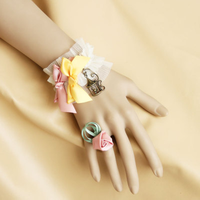 Bows Bracelet With Berige Lace for Lovely Girls