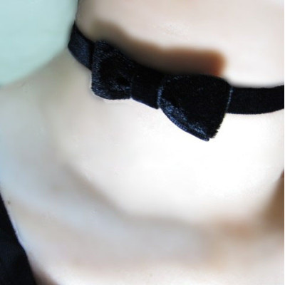 Korean style black bowknot with velvet strip necklace