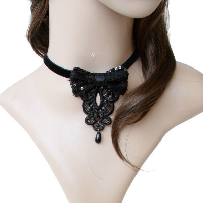 Noble and elegant lace bowknot necklace for party