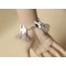 Cinderella's Wristband White Leather Pink Woolen Bracelet
