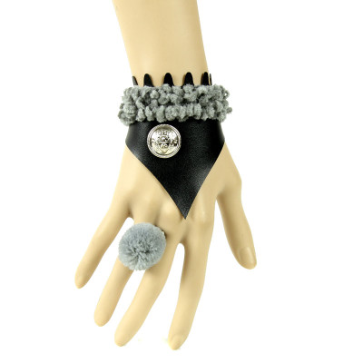 Grey fashion style wristband with ring sets for ladies