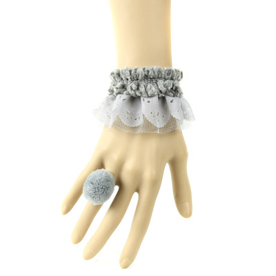 Grey Cotton Ring&Brecelet with Lace For Girls' Christmas gift