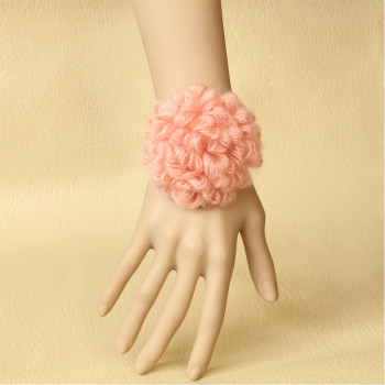 Pink Flower Black Wristband Bangle For Bridesmaid