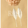 Simple style white ladies leaf  hoop earrings