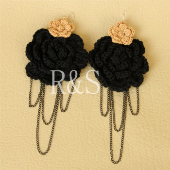 2012 Fashion Tassels Design Big Black Flower Earring Sexy
