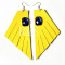 Hot Sale Cool Yellow Leather Earrings With Blue Jewel