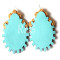 Blue Leather Earrings Handmade Hot sale Design with Woolen Flower