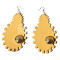 Mud-yellow Leather Earrings With Acryl Decoration