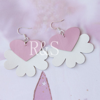 New arrival nice pink leather earrings for cute girls wholesale