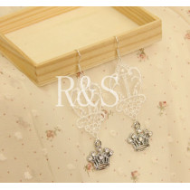 Retro style white lace crown earrings pendant wholesale