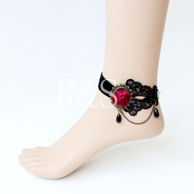 Vintage Accessory Gothic Black Lace Anklet