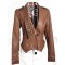 New Arrival Women's Faux Leather Jacket,PU Lapel Coat,Outerwear Zipper decoration stand-up collar size S,M,L,XL