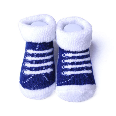 baby's dark blue shoes terry cotton socks