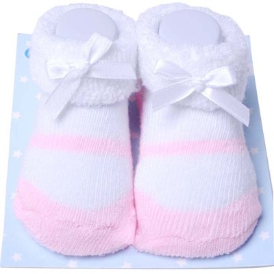 baby  cute pink with pretty bows terry  cotton socks