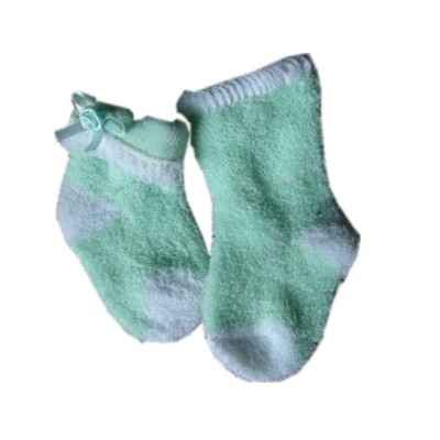 baby  fresh green terry  cotton socks with bows