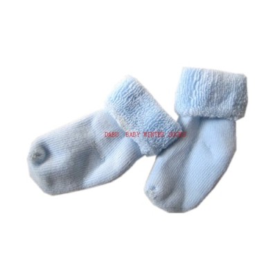 baby's concise  light  blue plain  terry  cotton socks