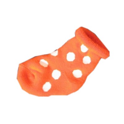 baby bight orange dots terry  cotton socks