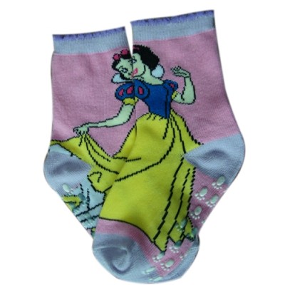 lively Snow White  design cotton socks with PVC dot