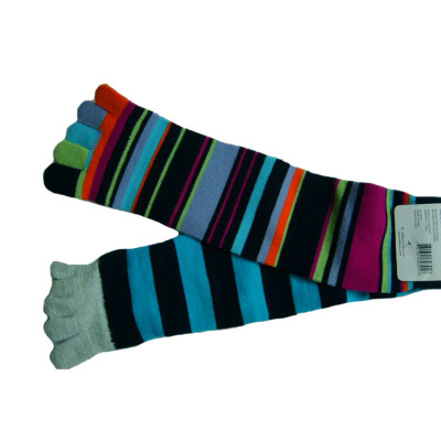 colorful rainbow striped five toe cotton socks