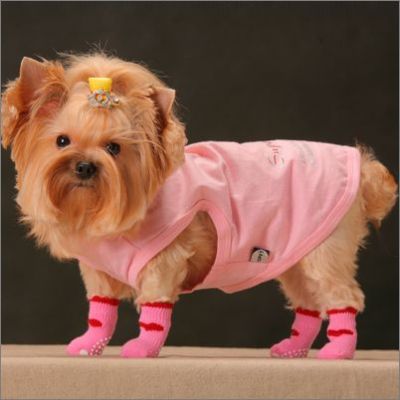 Pink anti-slip dog socks