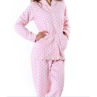 ladies' pretty pink cotton winter warm pajamas