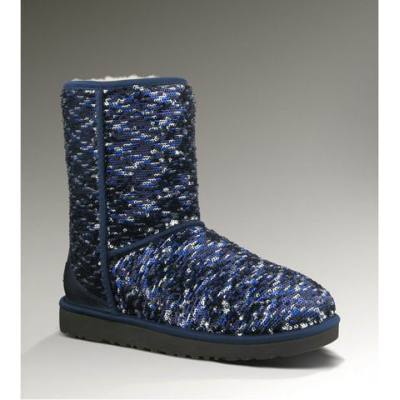 Womens Classic Short Sparkles Snowing Boot --DECO Blue