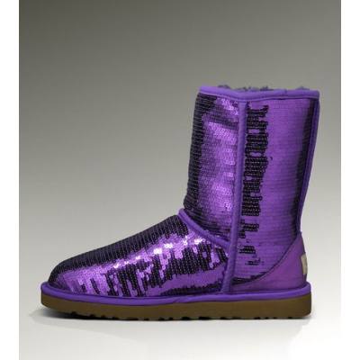 Womens Classic Short Sparkles  Snowing Boot-Purple