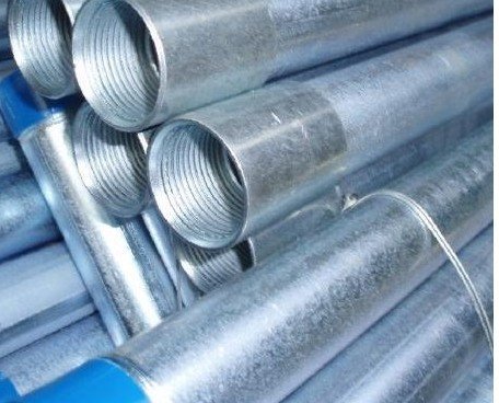galvanized steel pipe/tube with both ends screwed & socket
