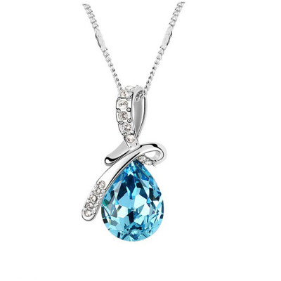 Free Shipping Chain Necklace With tear Drop Stone Pendant Decoration