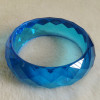 Wide Transparent Resin Bangle With Rhomb Faceted Surface