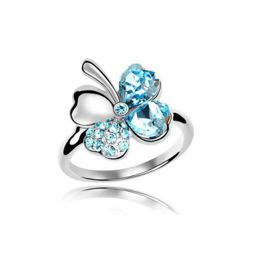 Lady's Fashion Flower Shape Crystal Stones Ring