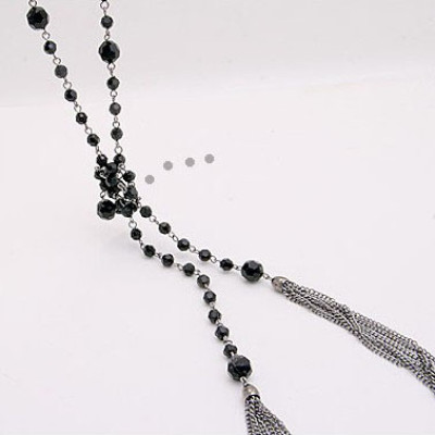 Free ShippingBlack Ball Necklace With Tassels