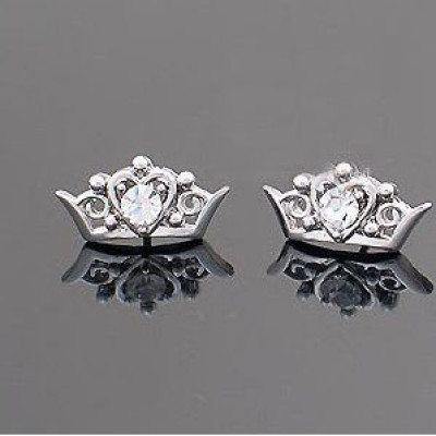 Crown Shape Earrings With Zircon