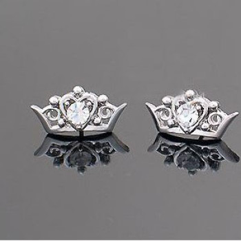 Crown Shape Earrings With Zircon