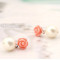Sweet Rose Shape Pearl Earrings