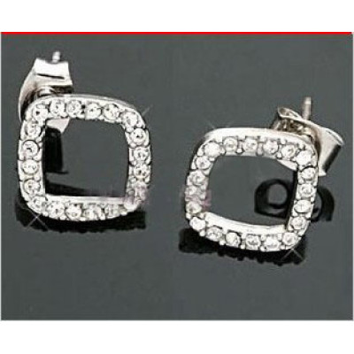 Hollow-out Earrings With Rhinestones