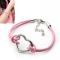Fashion jewelry lovers silver smooth hollow love heart Faux Leather Bracelet