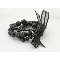 European and American Vintage Jewelry multisection Black Beaded Lace Bow three tier Bracelet