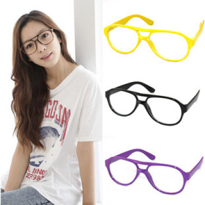 Free Shipping New Korean Fashion Big Box Plain Mirror With Double-Beam Frame Glasses For Fashion People Sunglasses