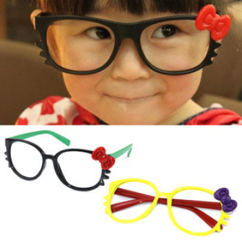 Free Shipping Children KT Glasses Box And Round Hellokitty Children Glasses Frame With Bow Cat Decorative Sunglasses