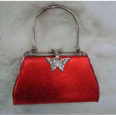 Red Princess Evening Handbag With Buttefly Pattern