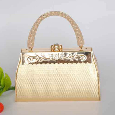 Gold Princess Evening Handbag With Flower Pattern