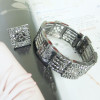 [Free Shipping] A Set Of Bracelet And Ring With Rhinestones