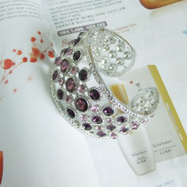 [Free Shipping ]  Hollow-out  Fashion Alloy Bracelet With Purple Rhinestones