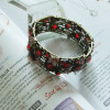 [Free Shipping ]  Hollow-out Fashion Alloy Bracelet With Red Rhinestones