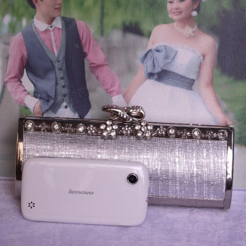 Silver Princess Evening Handbag With Rhinestones