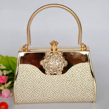 Shiny Gold Princess Evening Handbag With Rhinestones