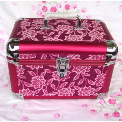 Red Makeup Bag With Flower Patterns