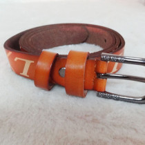 [Free Shipping] Thin Genuine Leather Belt With Letter
